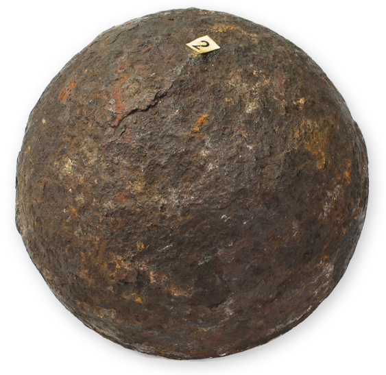Cannon ball from the crimean war displayed at Ludlow Museum